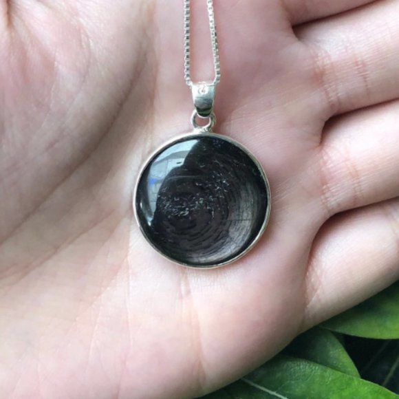 Hypersthene Sterling Silver Black Moon Pendant, Black Moon, Manifestation Stone - Picture 2 of 4